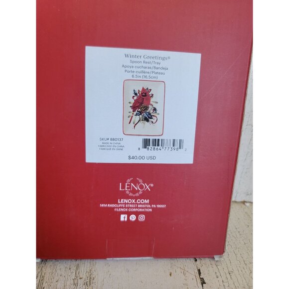 Lenox NEW red Cardinal spoon rest Winter greetings Xmas home kitchen decor - Picture 5 of 5